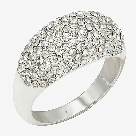 Sparkle Allure Dome Womens 3.5MM Crystal Pure Silver Over Brass Cluster Band