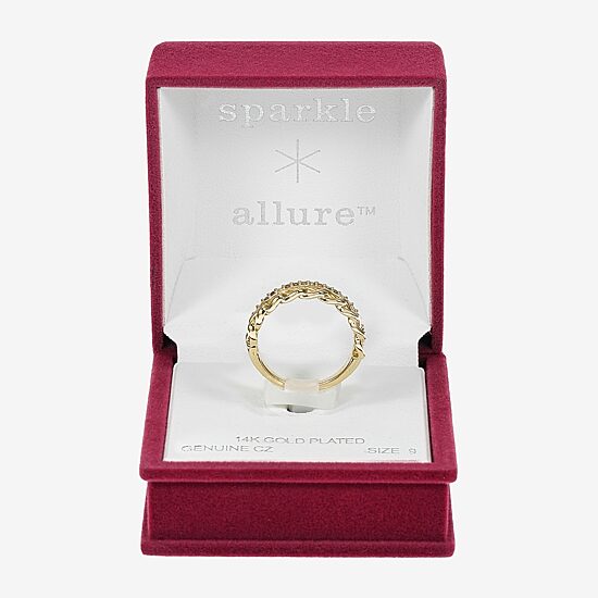 Sparkle Allure Womens 2.5MM Cubic Zirconia 14K Gold Over Brass Band