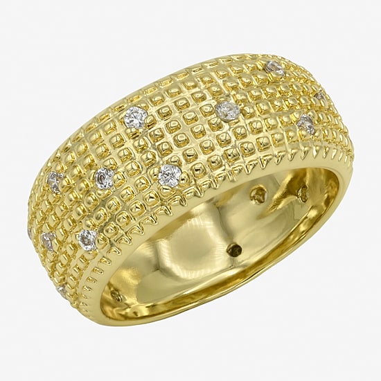 Sparkle Allure Dome Womens 9.5MM Cubic Zirconia 14K Gold Over Brass Band