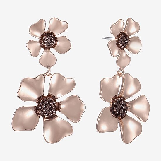 Liz Claiborne Womens Flower Hypoallergenic Drop Earrings