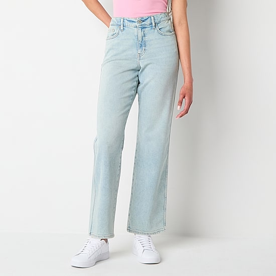 Arizona Curvy Womens Juniors High Rise Straight Leg Jean