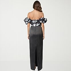 jcpenney empire waist dresses JCPenney Vintage 80s Hibiscus Border Print Empire Waist Maxi Dress USA S