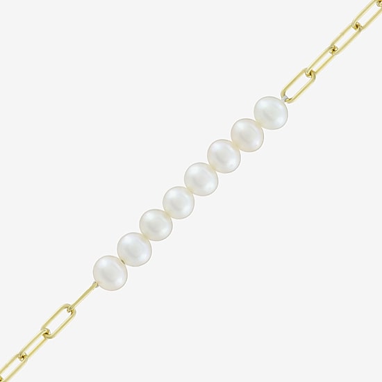 Womens 14K Gold Over Silver 7.25 Inch Solid Link Chain Bracelet