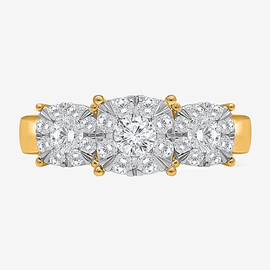 (I / Si2) Womens 1 CT. T.W. Lab Grown White Diamond 14K Gold Over Silver Round 3-Stone Engagement Ring