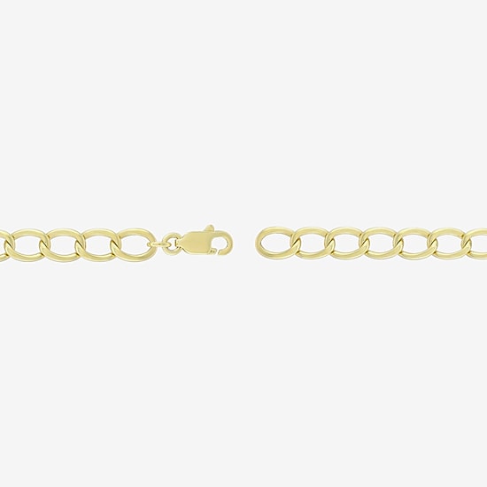 (H-I / Si1) Womens 14K Gold Over Silver 7.25 Inch Solid Link Butterfly Chain Bracelet