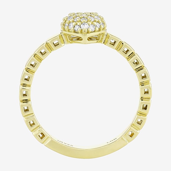 (H-I / Si1) Womens 1/5 CT. Lab Grown White Diamond 14K Gold Over Silver Heart Cocktail Ring