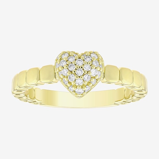 (H-I / Si1) Womens 1/5 CT. Lab Grown White Diamond 14K Gold Over Silver Heart Cocktail Ring