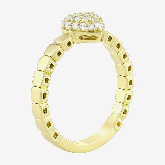 (H-I / Si1) Womens 1/5 CT. Lab Grown White Diamond 14K Gold Over Silver Heart Cocktail Ring