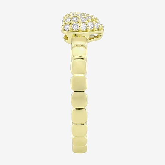 (H-I / Si1) Womens 1/5 CT. Lab Grown White Diamond 14K Gold Over Silver Heart Cocktail Ring
