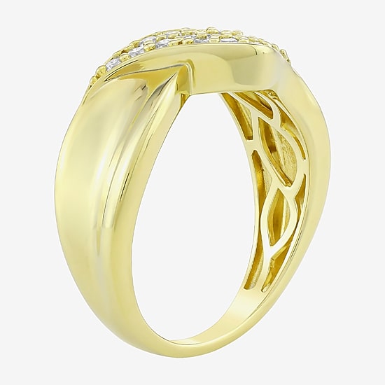 (H-I / Si1) Womens 2MM 1/4 CT. T.W. Lab Grown White Diamond 14K Gold Over Silver Band