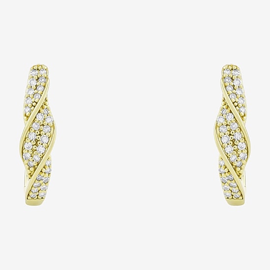 (H-I / Si1) Womens 1/3 CT. T.W. Lab Grown White Diamond 14K Gold Over Silver 20.3mm Hoop Earrings