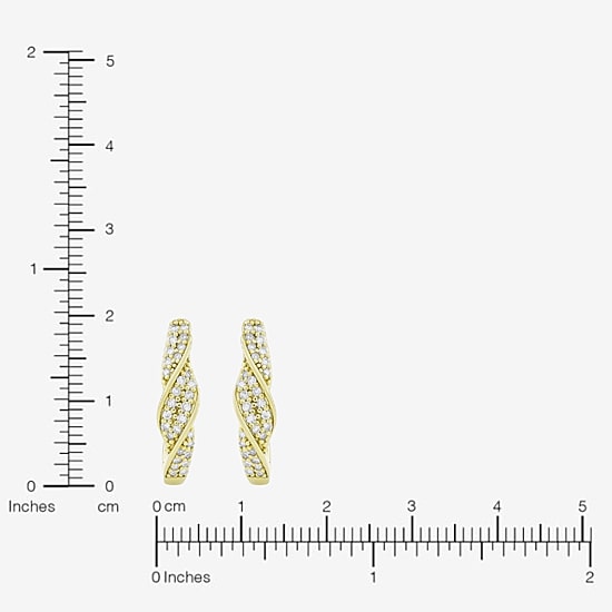 (H-I / Si1) Womens 1/3 CT. T.W. Lab Grown White Diamond 14K Gold Over Silver 20.3mm Hoop Earrings