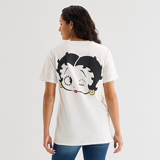 New World Womens Juniors Crew Neck Short Sleeve Regular Fit Betty Boop Graphic T-Shirt