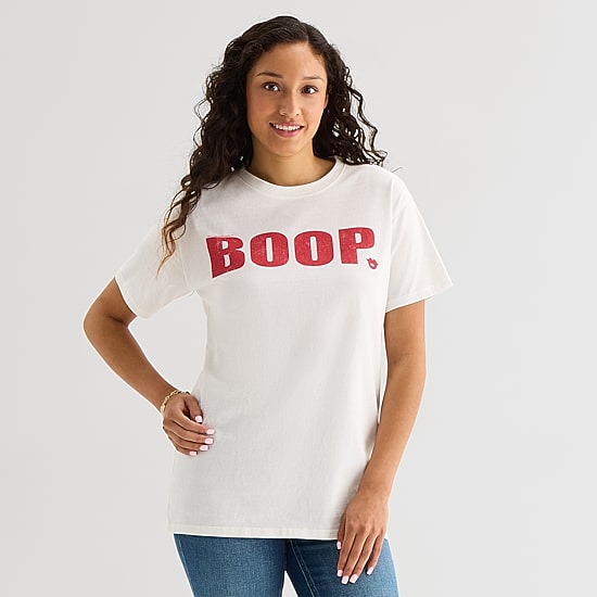 New World Womens Juniors Crew Neck Short Sleeve Regular Fit Betty Boop Graphic T-Shirt