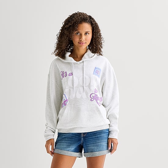 Womens Juniors Long Sleeve Fleece Hoodie