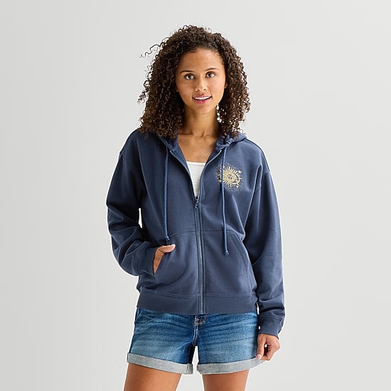 Nature Full Zip Womens Juniors Long Sleeve Fleece Zipper Hoodie