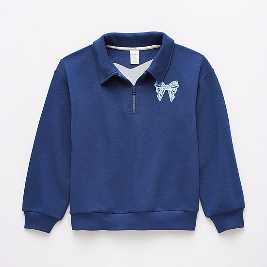 Thereabouts Little & Big Kid Girls Long Sleeve Casual Quarter-Zip Pullover