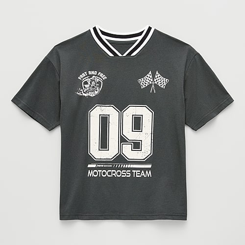 Thereabouts Little & Big Kid Boys V Neck Short Sleeve Oversized Graphic T-shirt In Black