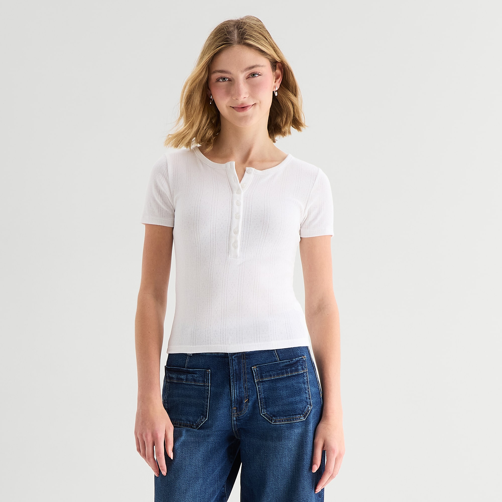 a.n.a Womens Short Sleeve Slim Fit Henley Shirt