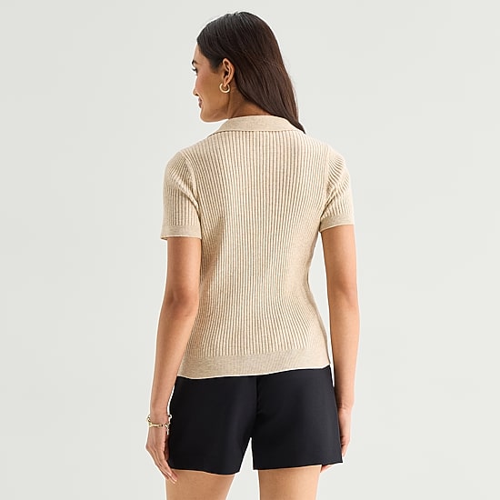 A.N.A Womens Short Sleeve Polo Sweater