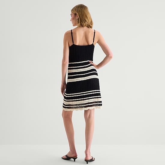 A.N.A Womens Sleeveless Striped Sweater Dress