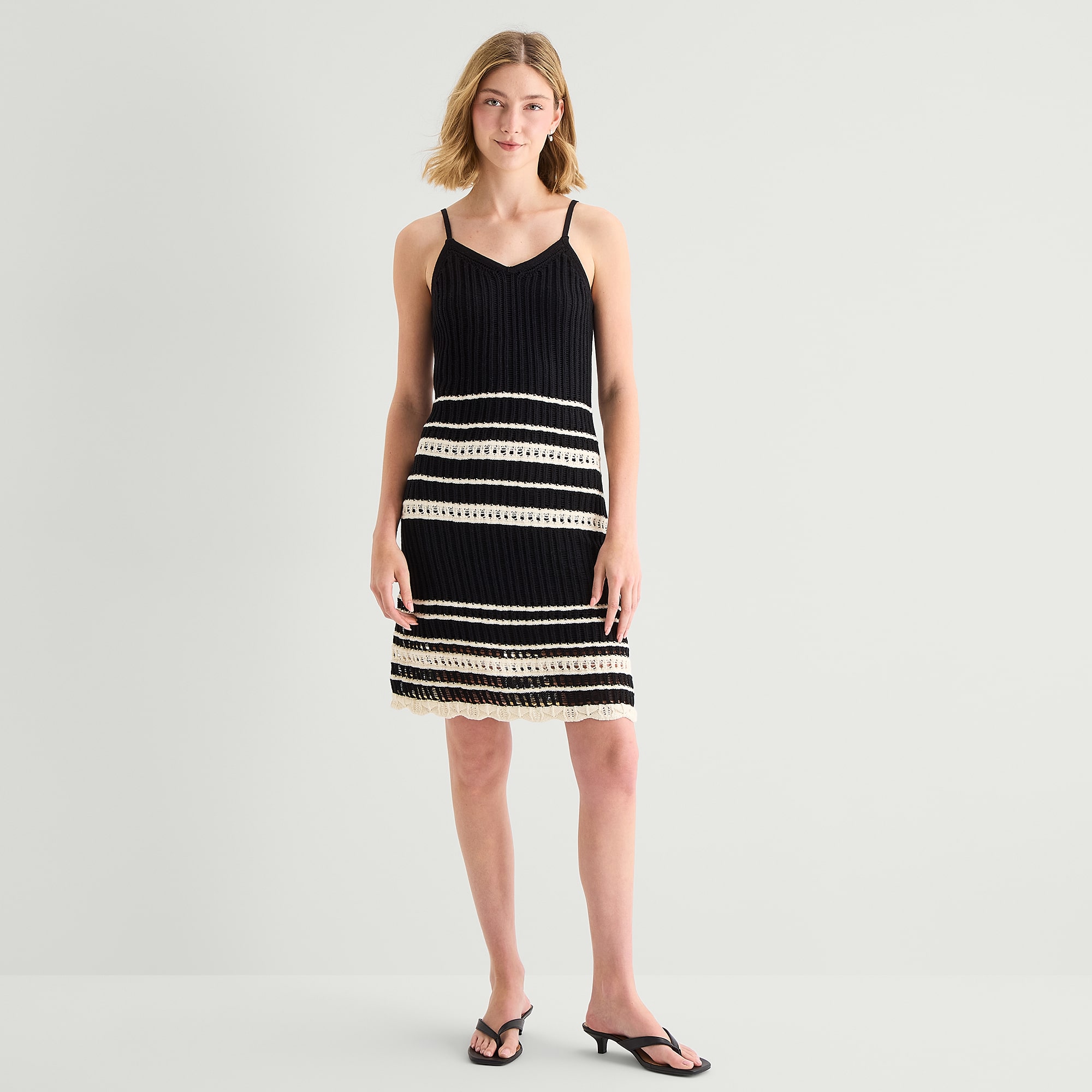 a.n.a Womens Sleeveless Striped Sweater Dress
