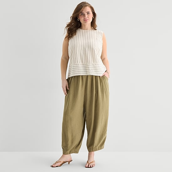 a.n.a Womens Plus Round Neck Sleeveless Blouse