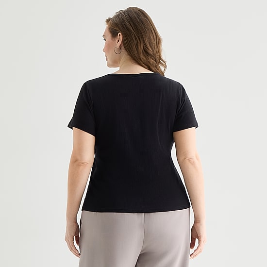 A.N.A Womens Plus Short Sleeve Slim Fit Henley Shirt
