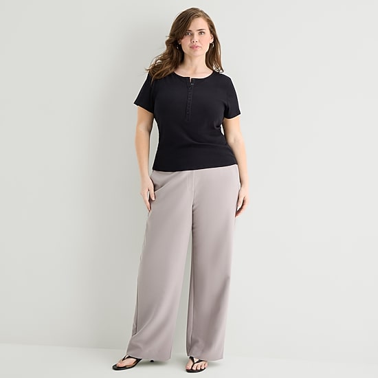 A.N.A Womens Plus Short Sleeve Slim Fit Henley Shirt