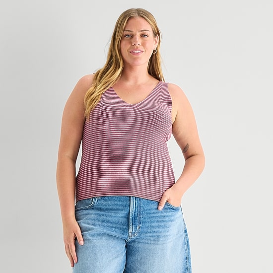 A.N.A Plus Womens V Neck Sleeveless Pullover Sweater
