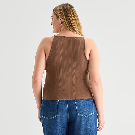 A.N.A Womens Plus Straight Neck Sleeveless Tank Top