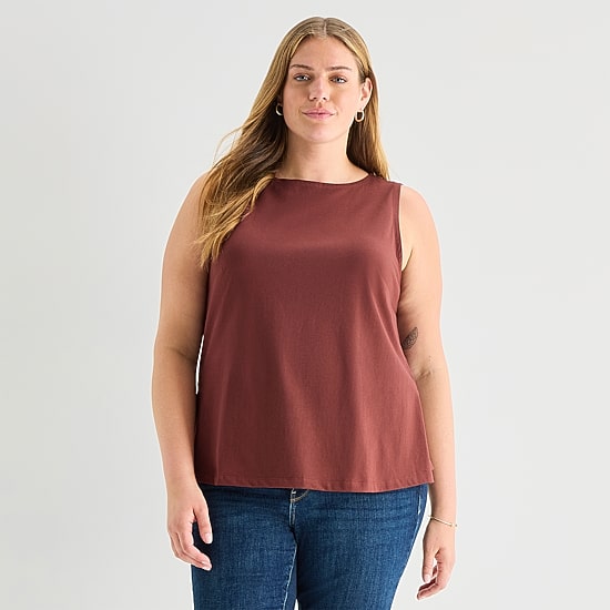 A.N.A Womens Plus Round Neck Sleeveless Tank Top