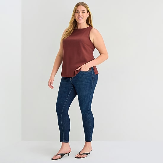 A.N.A Womens Plus Round Neck Sleeveless Tank Top