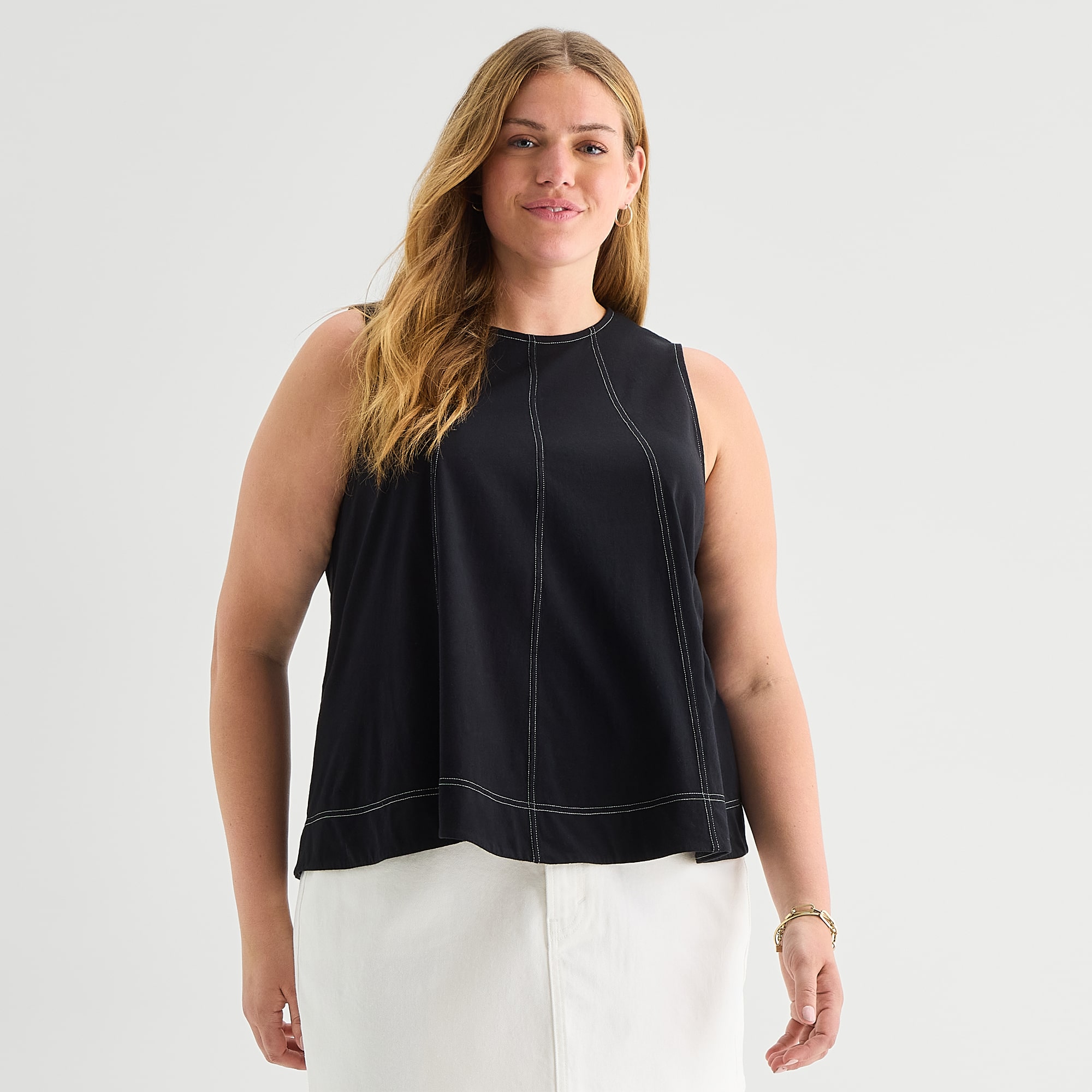 A.N.A Womens Plus Crew Neck Sleeveless Tank Top