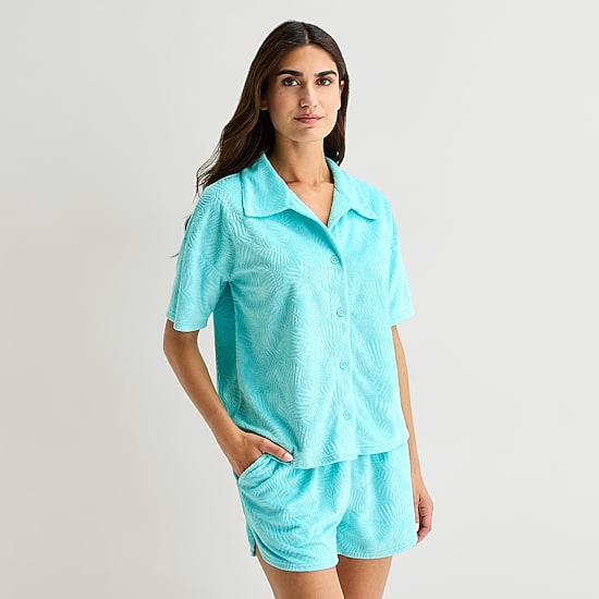 Sleep Chic Womens Short Sleeve Pajama Set