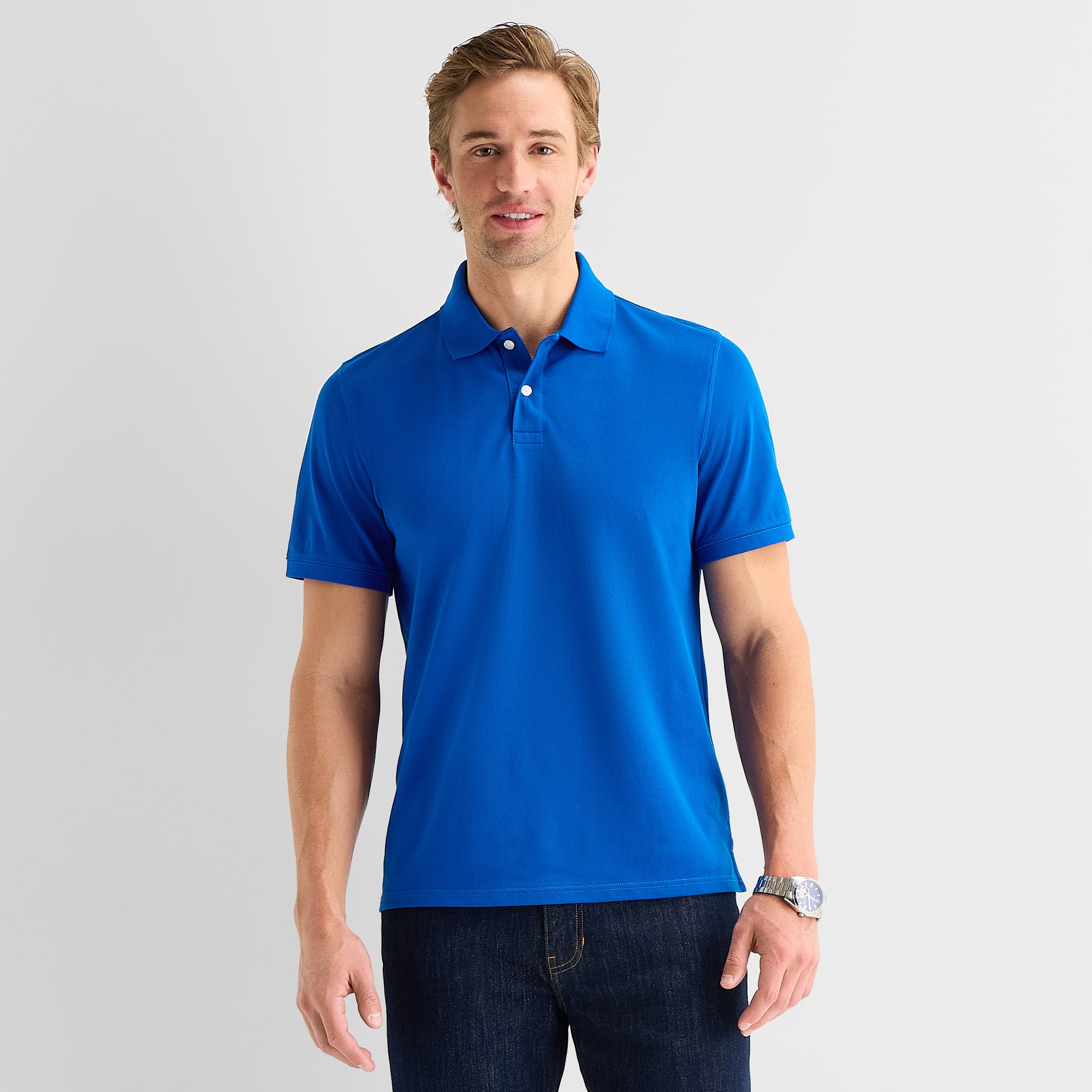 St. John's Bay Premium Stretch Mens Slim Fit Short Sleeve Polo Shirt