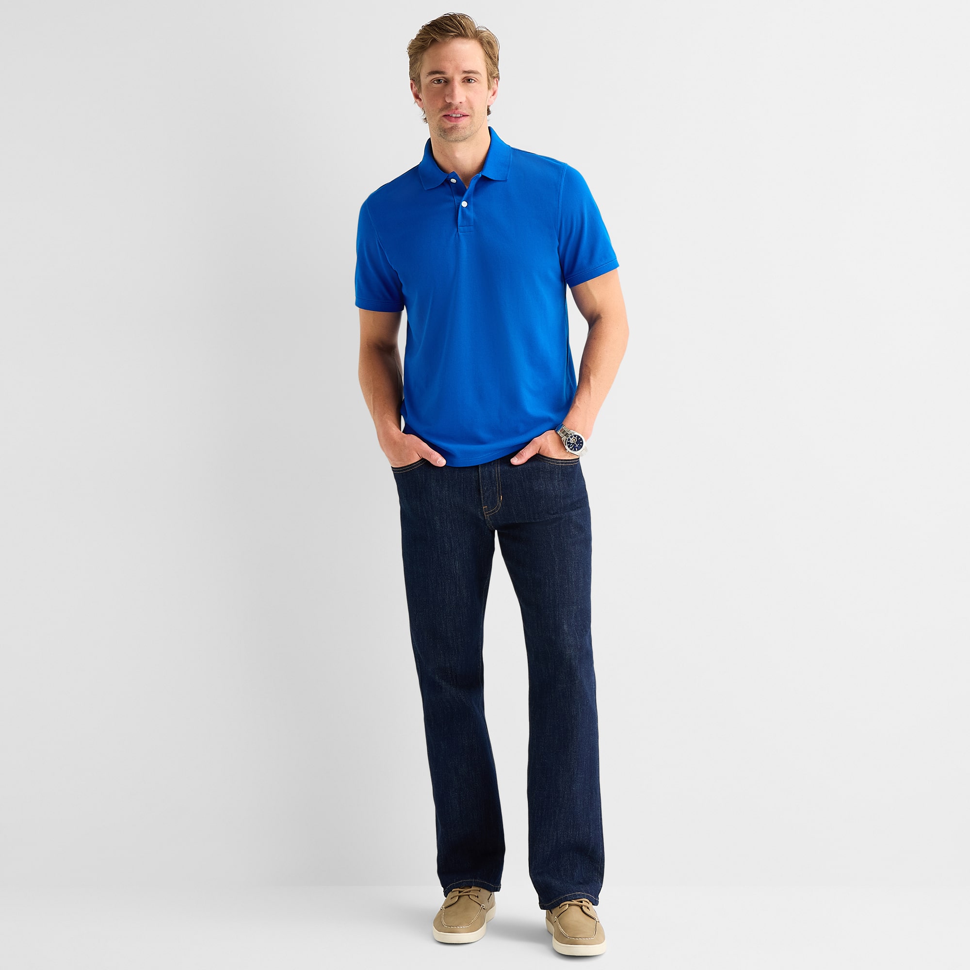St. John's Bay Premium Stretch Mens Slim Fit Short Sleeve Polo Shirt