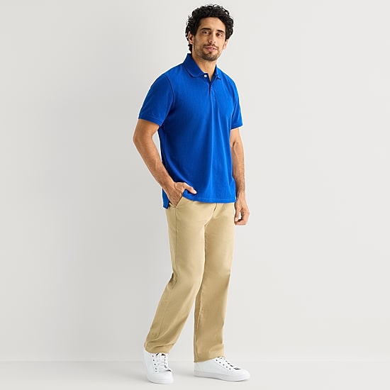 St. John's Bay Premium Stretch Mens Classic Fit Short Sleeve Polo Shirt