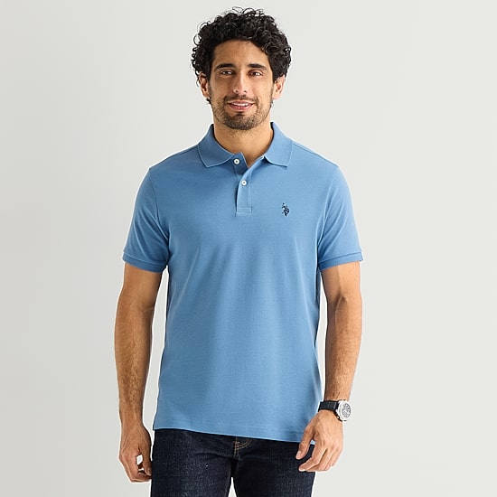 U.S. Polo Assn. Interlock Mens Classic Fit Short Sleeve Polo Shirt