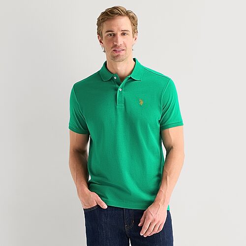Uspa U.s. Polo Assn. Interlock Mens Classic Fit Short Sleeve Polo Shirt In Green