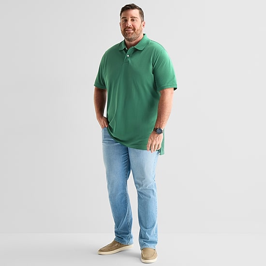 St. John's Bay Premium Stretch Big and Tall Mens Classic Fit Short Sleeve Polo Shirt