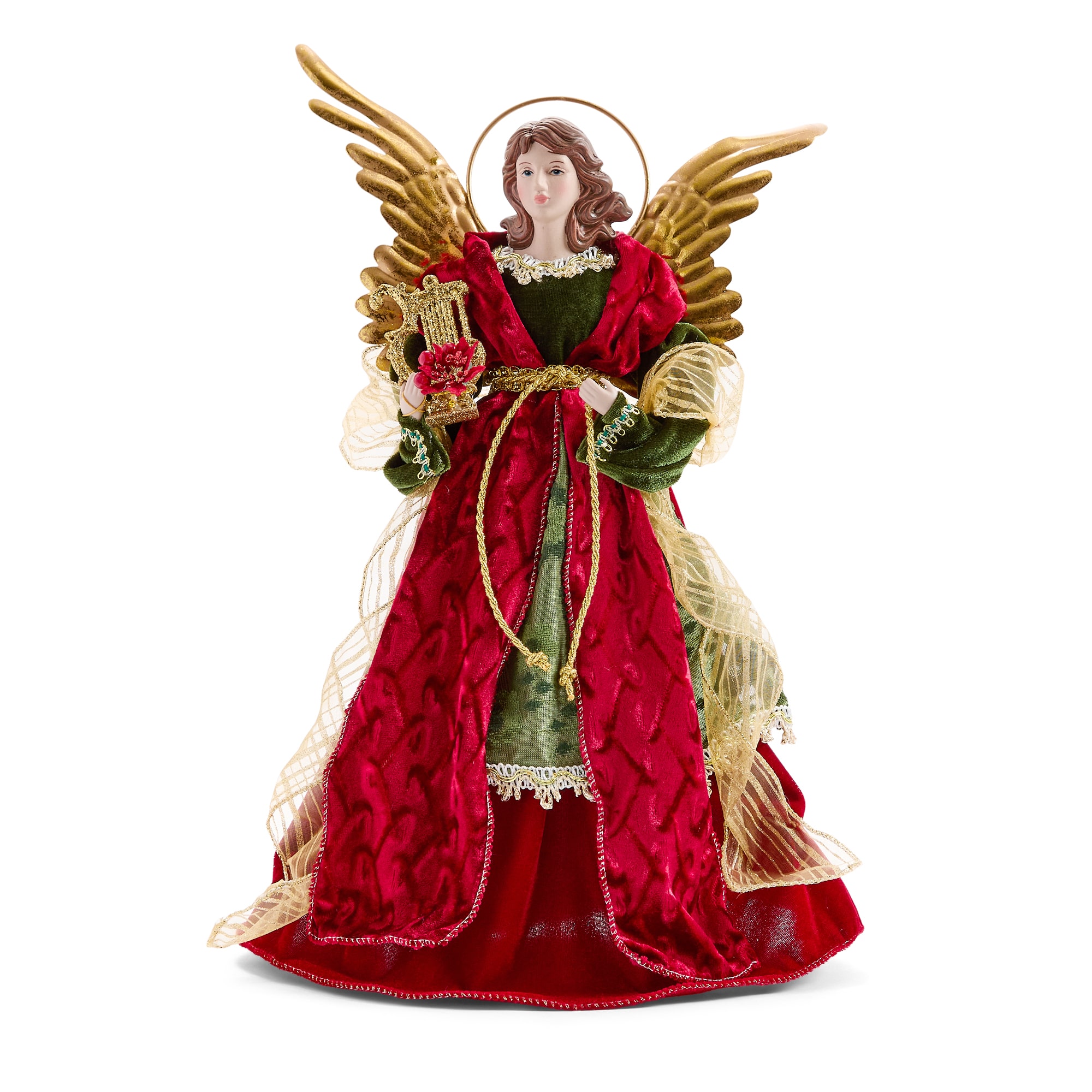 North Pole Trading Co. 16" And Green Angel Christmas Santa Figurine