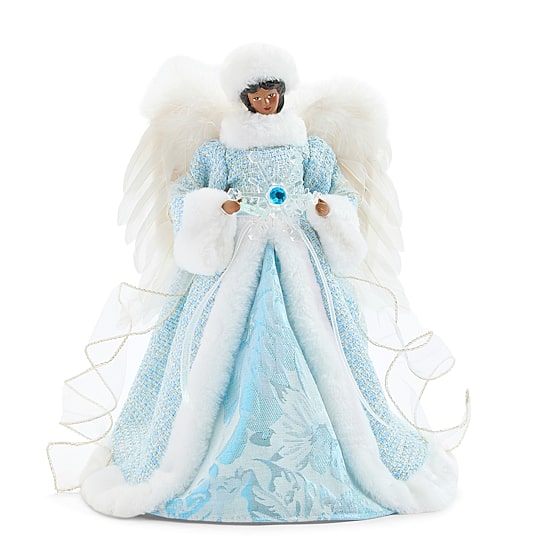 North Pole Trading Co. African American 12" Light Blue Angel Christmas Angels Figurine