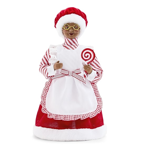 North Pole Trading Co. African American 12" Candy Stripe Mrs. Claus Christmas Santa Figurine
