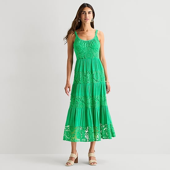 Isabel & Nina Womens Midi Scoop Neck Sleeveless Maxi Dress
