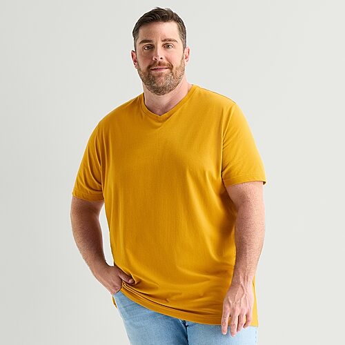 St. John's Bay Super Soft Mens V Neck Short Sleeve Quick Dry Big And Tall T-shirt In Yellow