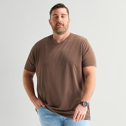 St. John's Bay Super Soft Mens V Neck Short Sleeve Quick Dry Big and Tall T-Shirt, 5x-large Tall, Brown