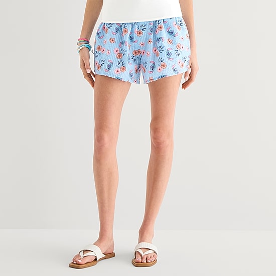 Stitch Boxer Short Womens Mid Rise Juniors Pull-On Short