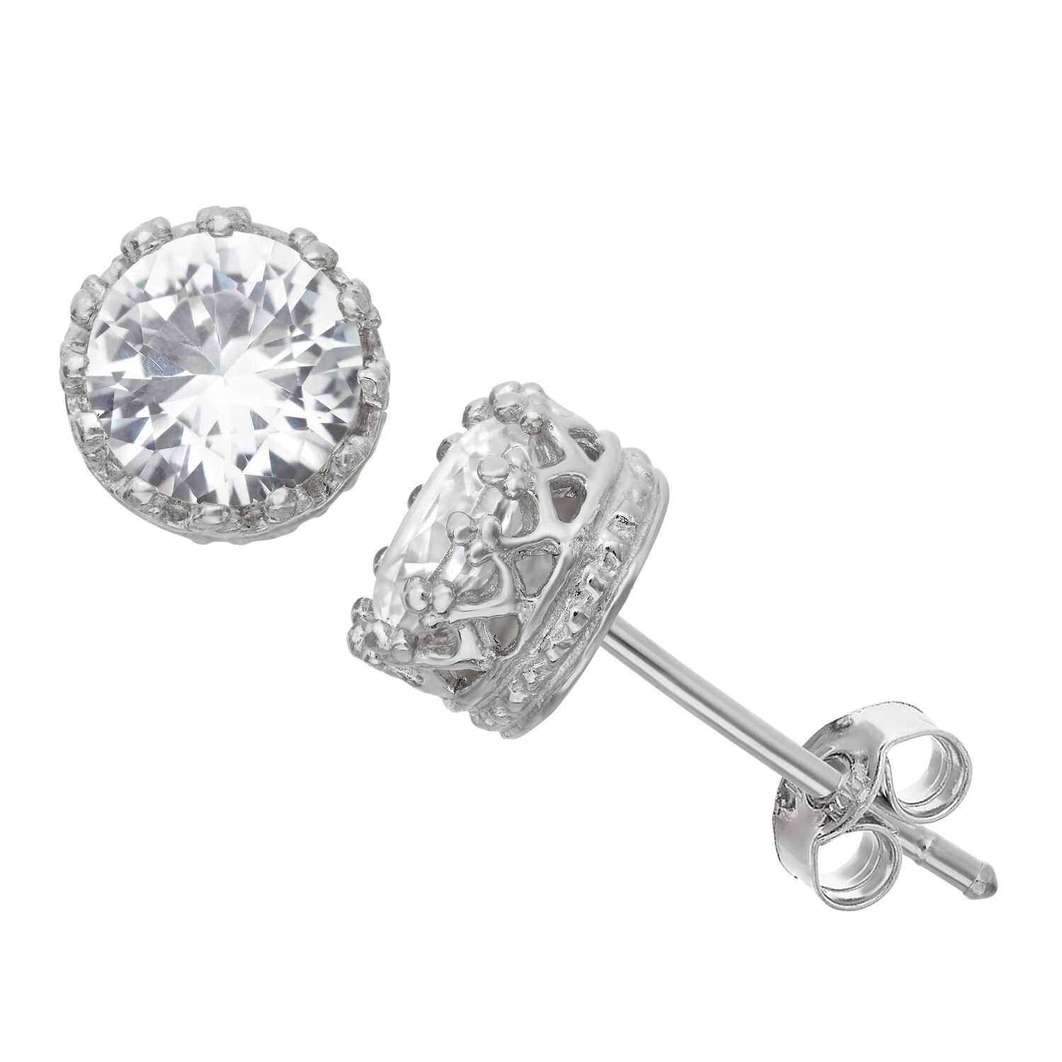 Lab-Created White Sapphire Sterling Silver Earrings