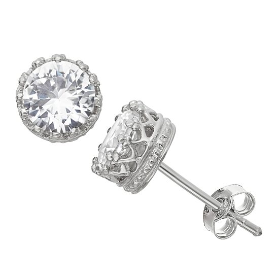 Lab-Created White Sapphire Sterling Silver Earrings